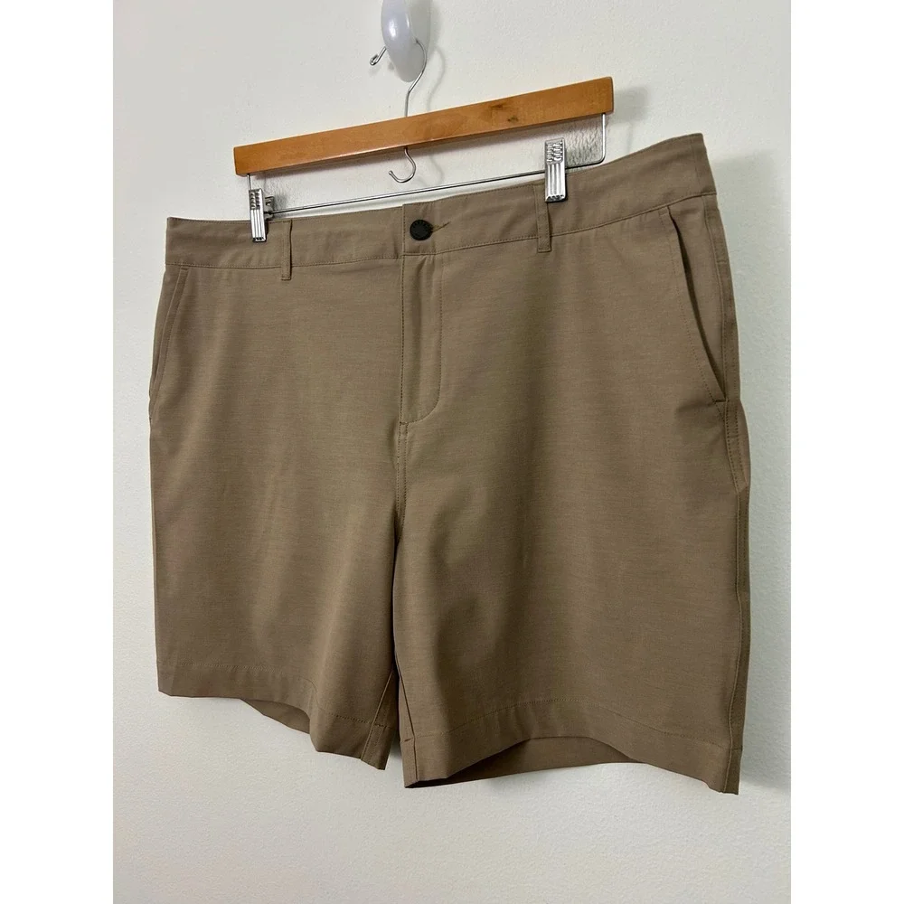 Faherty All Day Shorts Mens 38 Khaki Tan Drawstring Stretch‎
